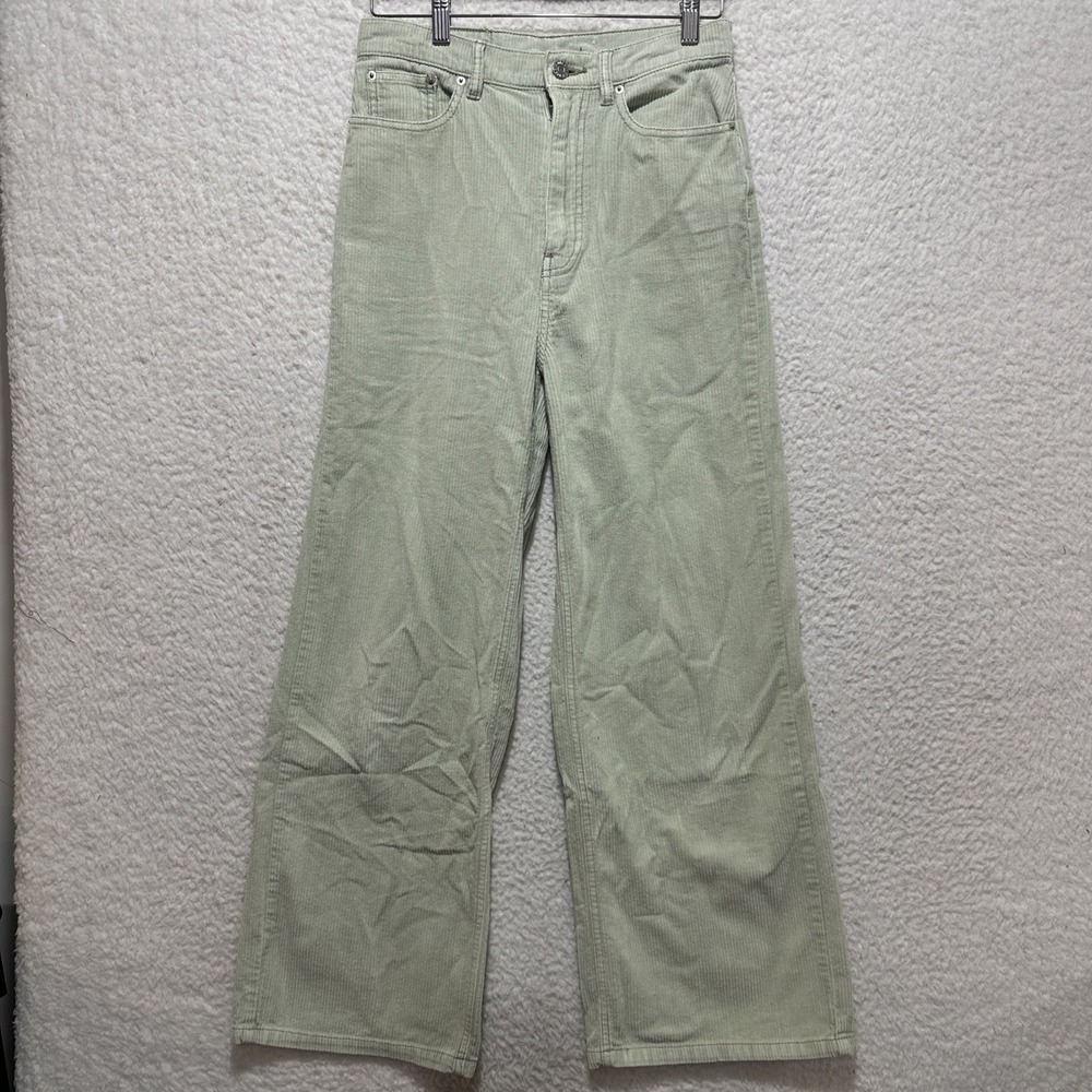 BDG Women's 27 Green Corduroy Trousers High & Wide Urban Outfitters‎ Pants Logo